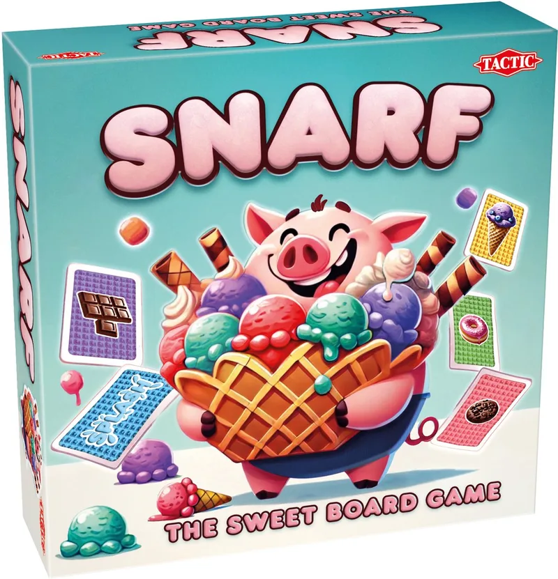 Snarf - Bordspel - Strategisch Kaartspel - Familiespel - Vul de Snoepwinkels en Stuur het Varken - Actiekaarten, Tactiek en Verrassende Wendingen - 2 tot 4 Spelers - Vanaf 6 Jaar from Tactic – box