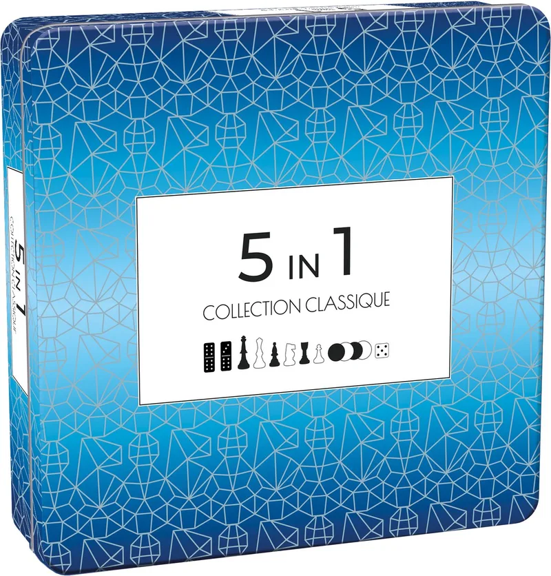 Tactic 5 in 1 Hout - Schaken - Dammen - Tic Tac Toe - Backgammon en Domino van Tactic – doos