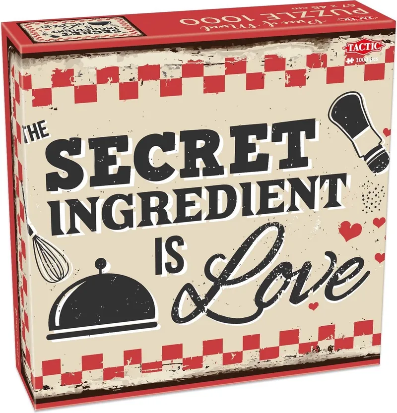 The – Puzzel – 1000 stukjes – Warme Tekstpuzzel – Rustgevend Ontwerp – Hoogwaardige Scandinavische Kwaliteit van Tactic, editie Secret Ingredient is Love – doos