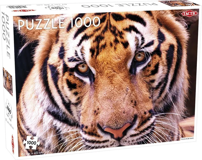 Tiger – Puzzel – 1000 stukjes – Krachtig Wild Dier – Strak en Rustgevend Ontwerp – Hoogwaardige Scandinavische Kwaliteit van Tactic, editie Tiger Portrait – doos