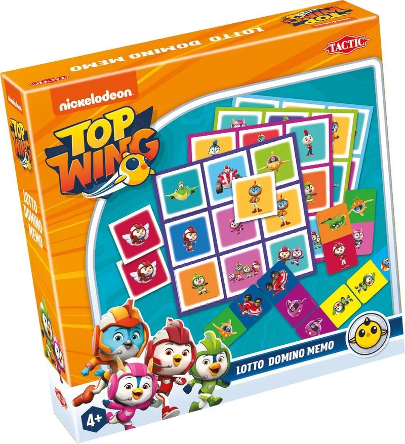 Top Wing 3-in-1 Spellenverzameling – Kaartspel – Lotto – Domino – Memo – Kinderspel vanaf 4 jaar van Tactic – doos