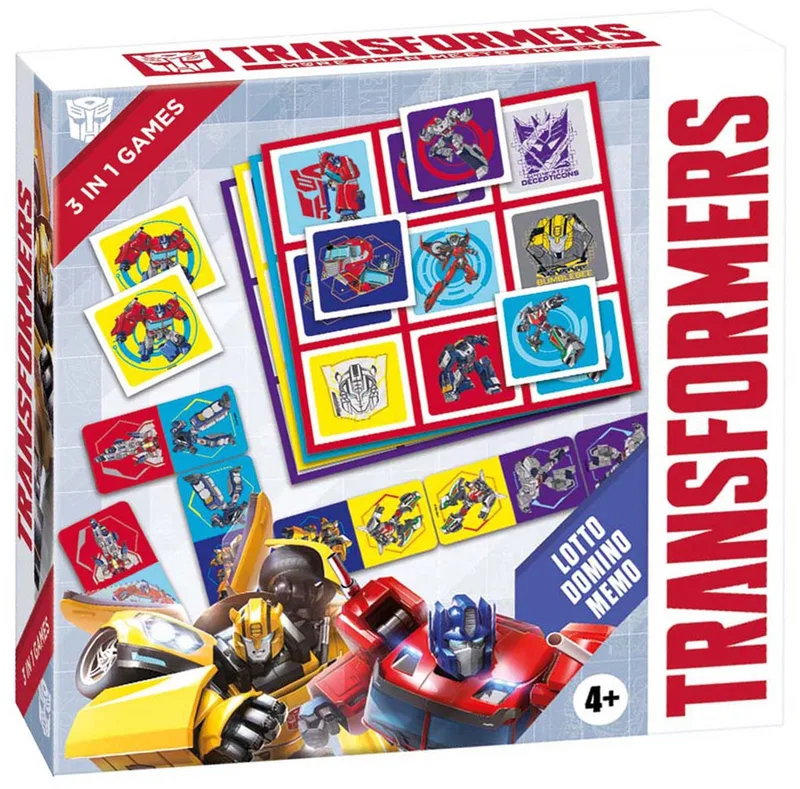 Transformers 3-in-1 Spellenverzameling – Kaartspel – Lotto – Domino – Memo – Kinderspel vanaf 4 jaar von Tactic – Schachtel