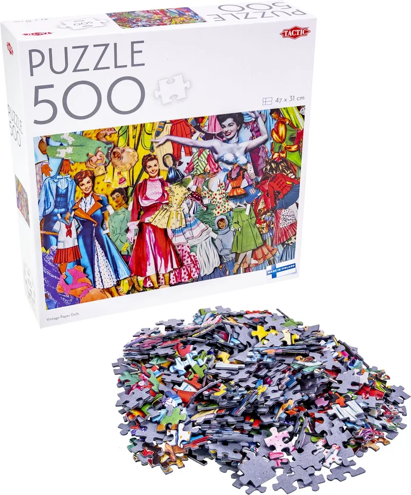Vintage Paper Dolls Puzzel - 500 Stukjes de Tactic, édition Blanc – boîte