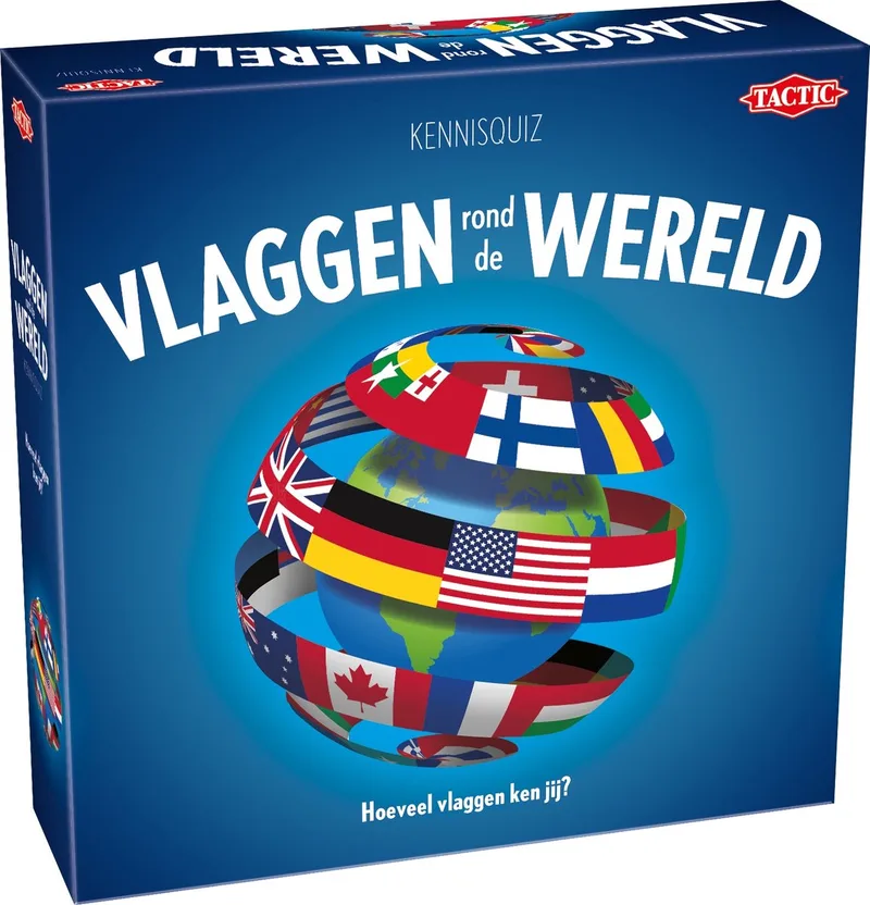 Vlaggen rond de Wereld – Bordspel – Vlaggen Herkennen en Topografie Quiz – Leerzaam Familiespel – 2-6 spelers – Hoogwaardige Scandinavische Kwaliteit von Tactic – Schachtel