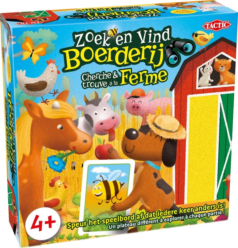 Zoek en Vind Boerderij - Bordspel - Opvouwbare schuren - 17 Speelfiguren - Vanaf 4 jaar from Tactic – box