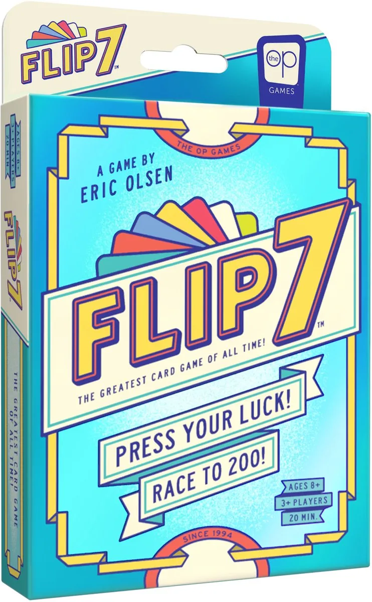 Flip 7 Kaartspel - Compact Familiespel - Mix van Geluk en Strategie - Partyspel - Snel en Makkelijk te Leren - Engels van The Op – doos