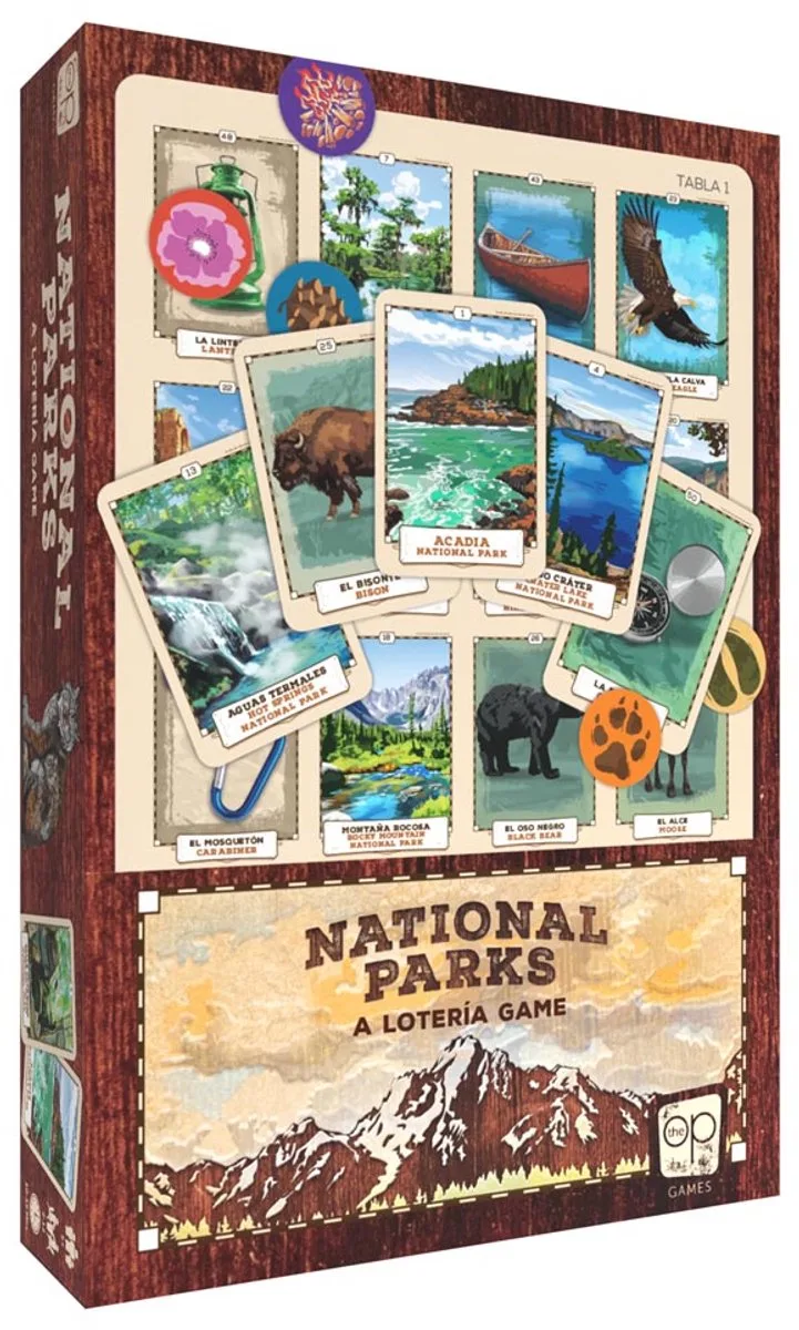 Loteria National Parks - Familiekaartspel - Educatief Natuurspel met Amerikaanse Nationale Parken - Engelstalig - USAopoly van The Op – doos