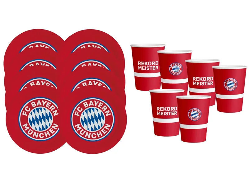 Spiel FC Bayern München - Party-Set (8 Pappteller + 6 Pappbecher), Party-Dekoration van The Op, editie Rot – doos