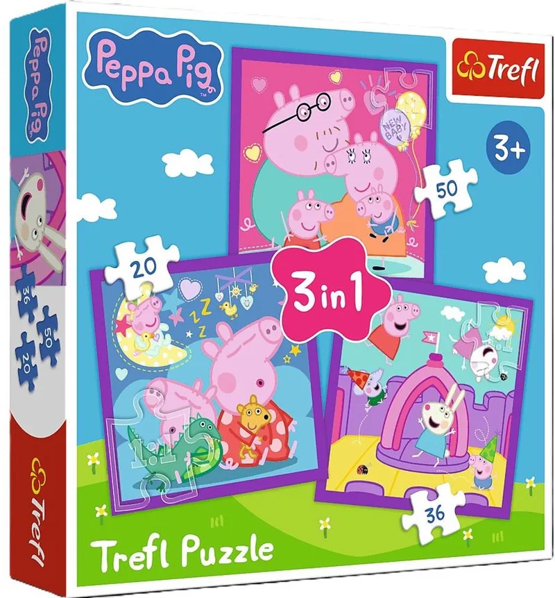 3-in-1 Gewoonten van Peppa Big puzzel 34893 - PUZZLE 3w1 Zwyczaje świnki Peppy 34893 from Trefl, Multicolour edition – box