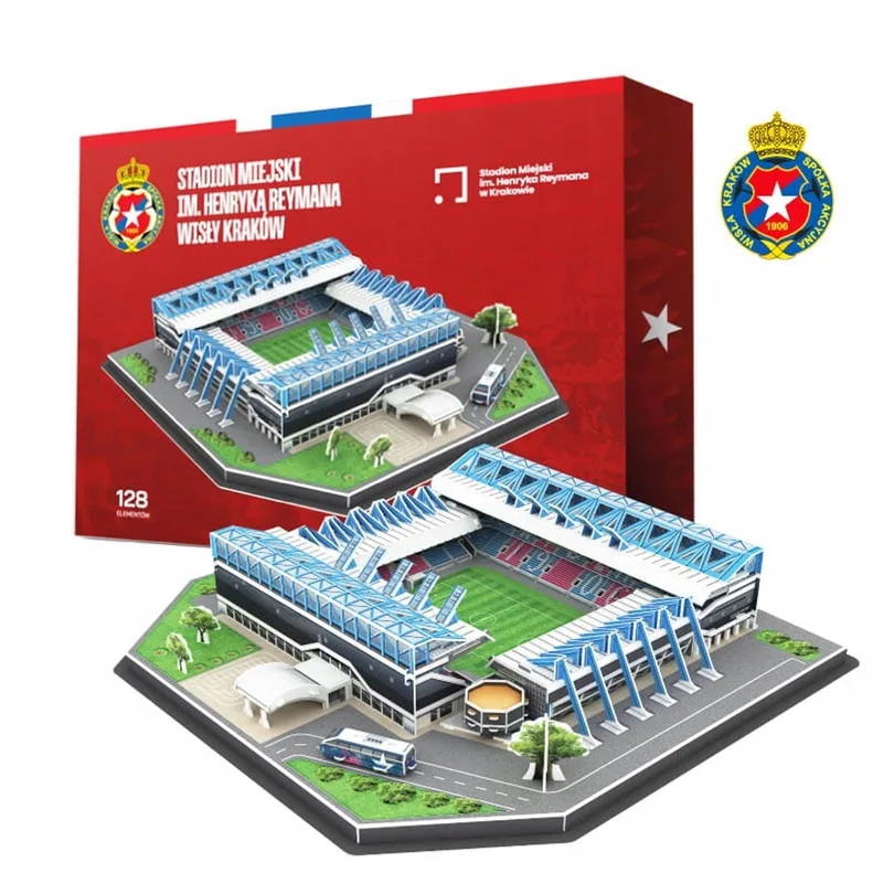 3D Wisła Kraków Stadionpuzzel - 128 Elementen from Trefl, Blue edition – box
