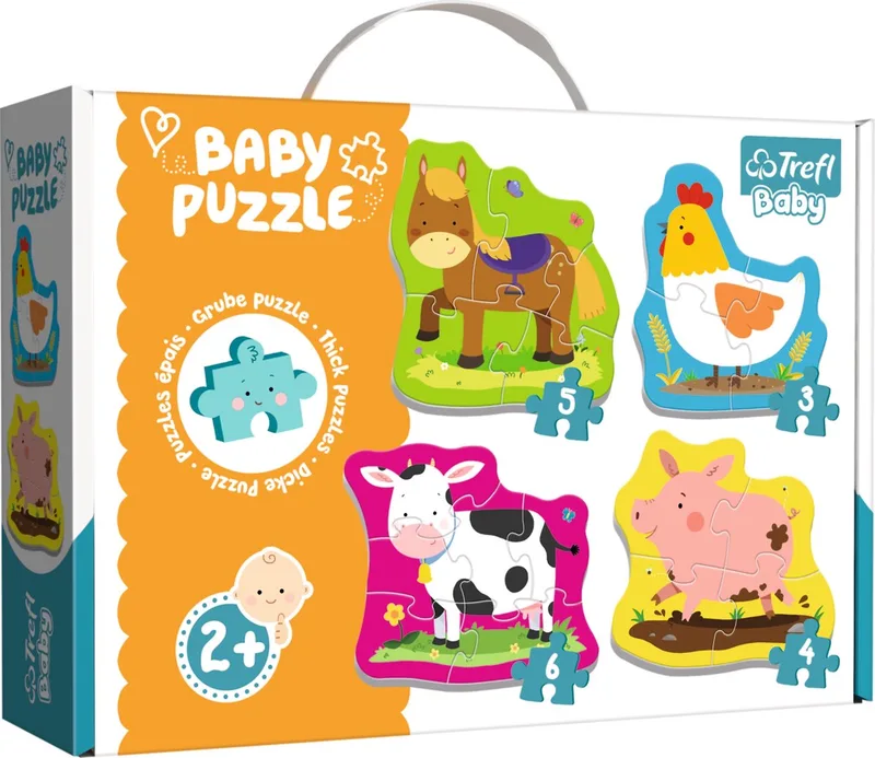 4-in-1 puzzel - 3/4/5/6 stukjes från Trefl, utgåva Boerderij – kartong