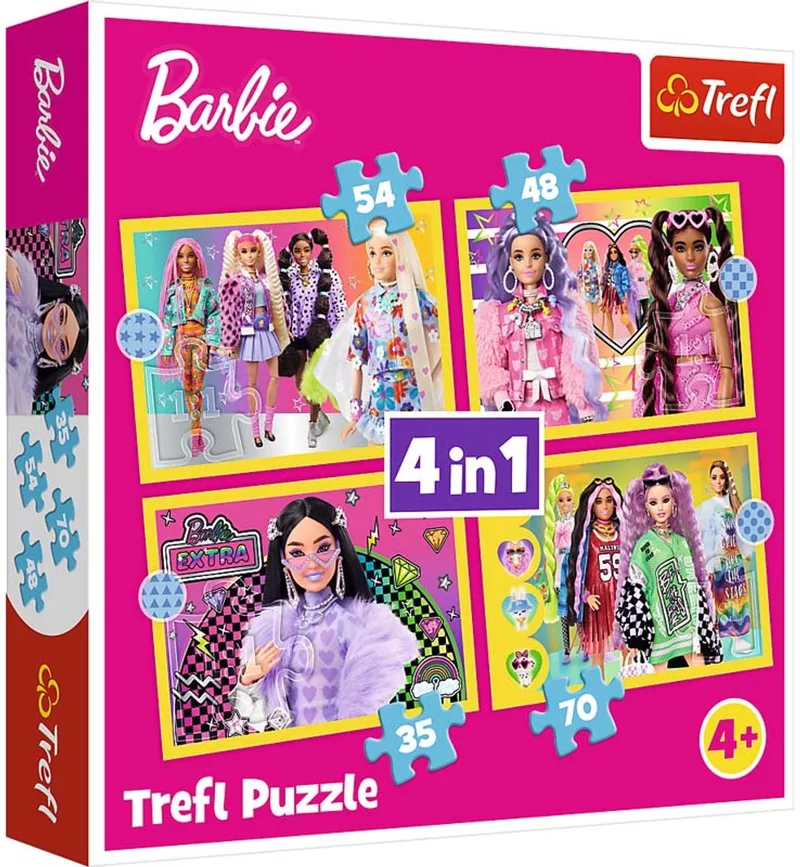 Barbie Mattel 4-in-1 Puzzel - 207 stukjes - Vanaf 4 jaar van Trefl, editie Meerkleurig – doos
