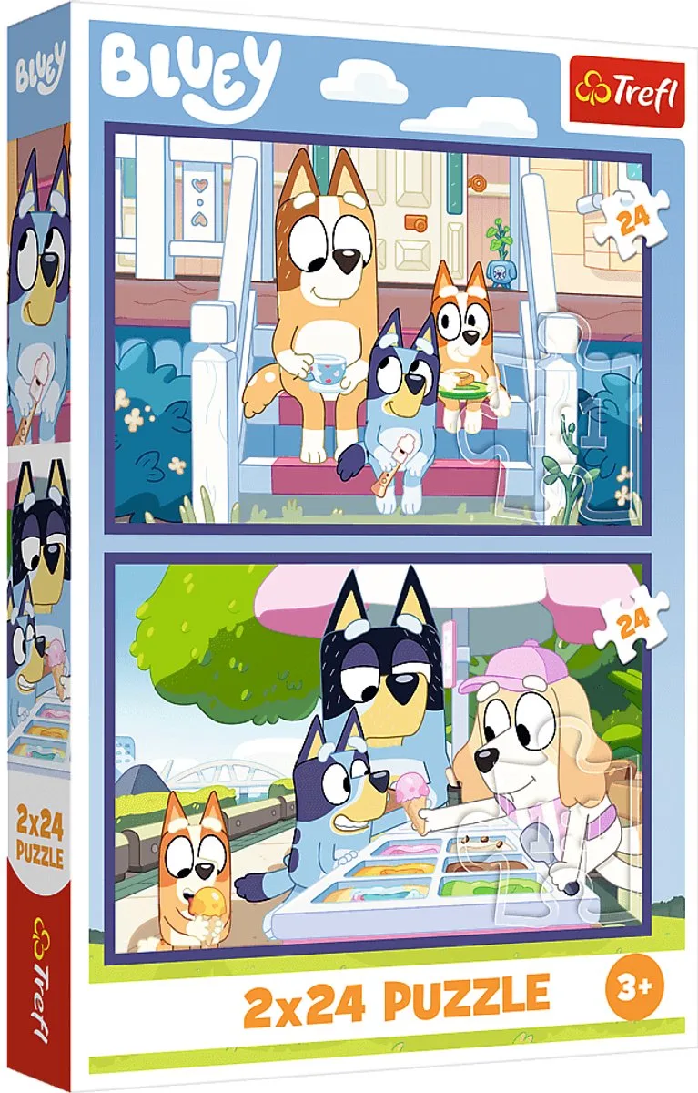 Bluey - Puzzelset - 2x24 Stukjes - Leerzaam - Vanaf 3 Jaar von Trefl, Ausgabe Mehrfarbig – Schachtel