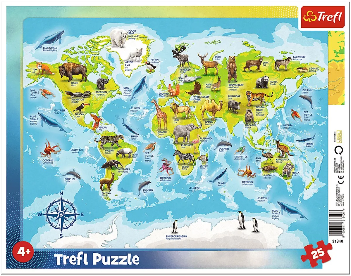 Dieren Legpuzzel - 25 stukjes - Vanaf 3 jaar van Trefl, editie Meerkleurig – doos