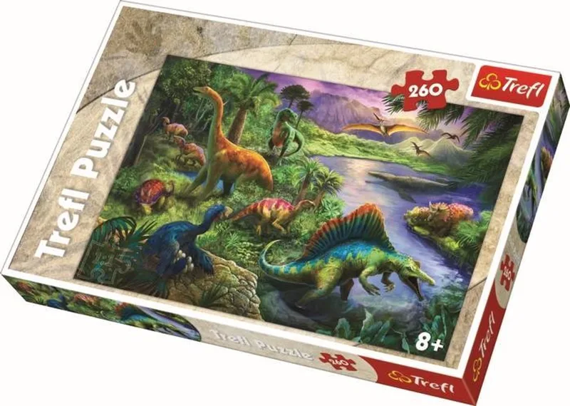 Dino Puzzel 260 Stukjes - Prehistorische Reptielen 60x40cm van Trefl – doos