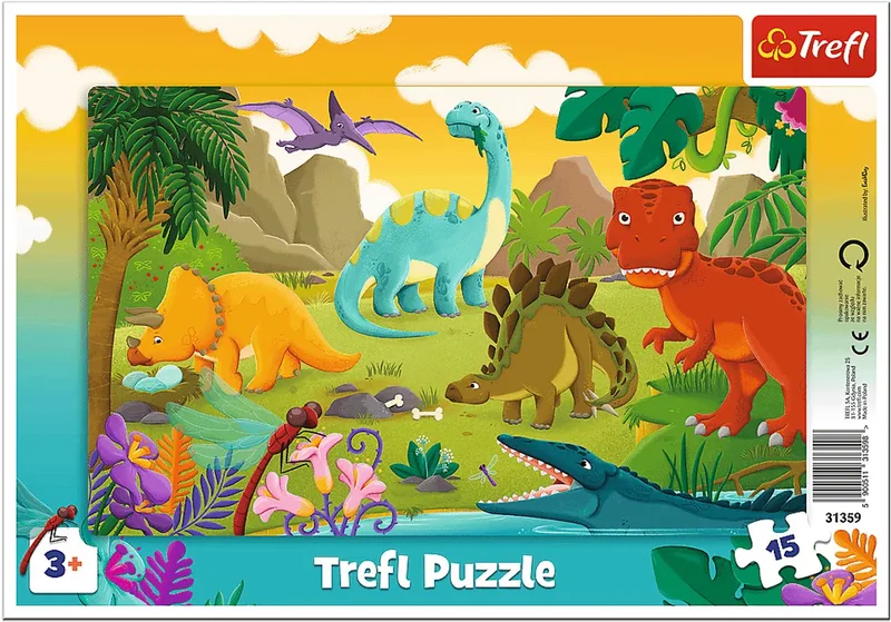 Dinosaurussen Legpuzzel - 15 stukjes - Vanaf 3 jaar van Trefl, editie Meerkleurig – doos