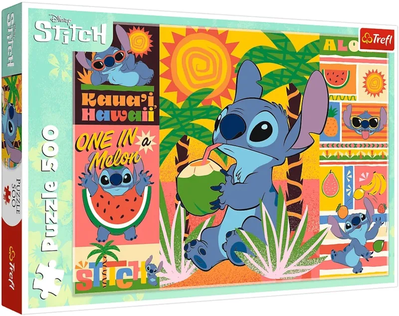 Disney Lilo & Stitch Vakantie Legpuzzel - 500 stukjes - Vanaf 3 jaar från Trefl, utgåva Flerfärgad – kartong