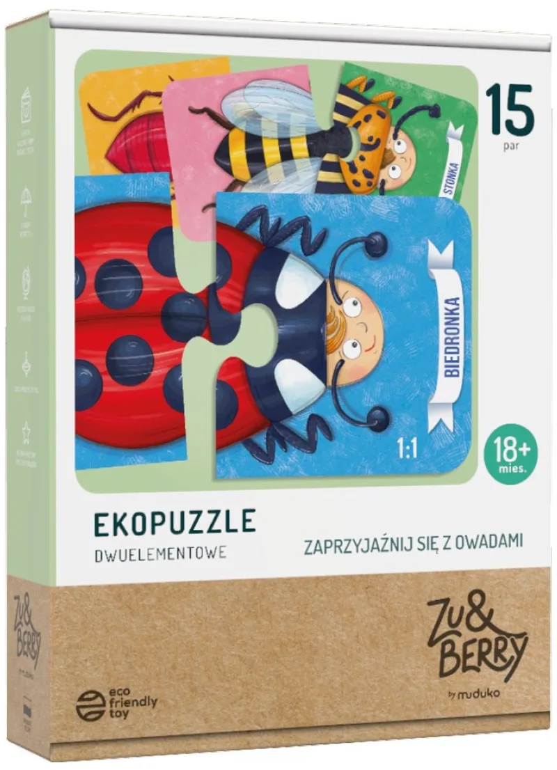 Ekopuzzle dwuelementowe. Zaprzyjaźnij się z owadami - Tweeledige ecopuzzels. Word vrienden met insecten from Trefl – box