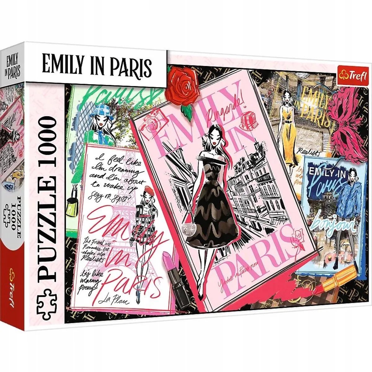 Emily in Parijs Modemagazine Puzzel 1000 Stukken fra Trefl, Flerfarvet-udgave – æske