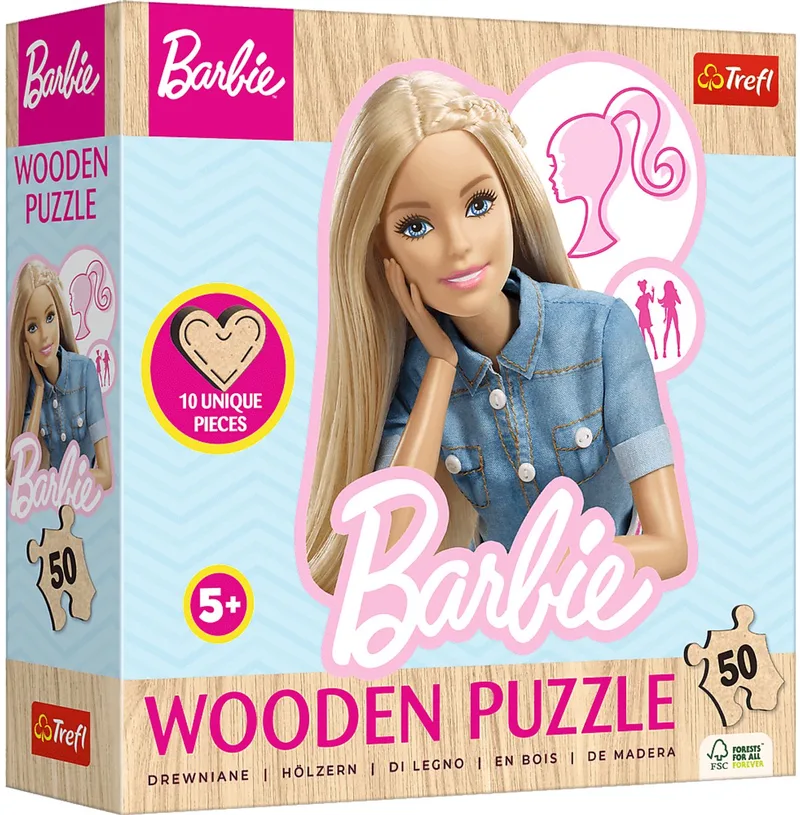 Favorite Fashionable Barbie Mattel Hout Houten Legpuzzel - 50 stukjes - Vanaf 4 jaar from Trefl, Multicolour edition – box