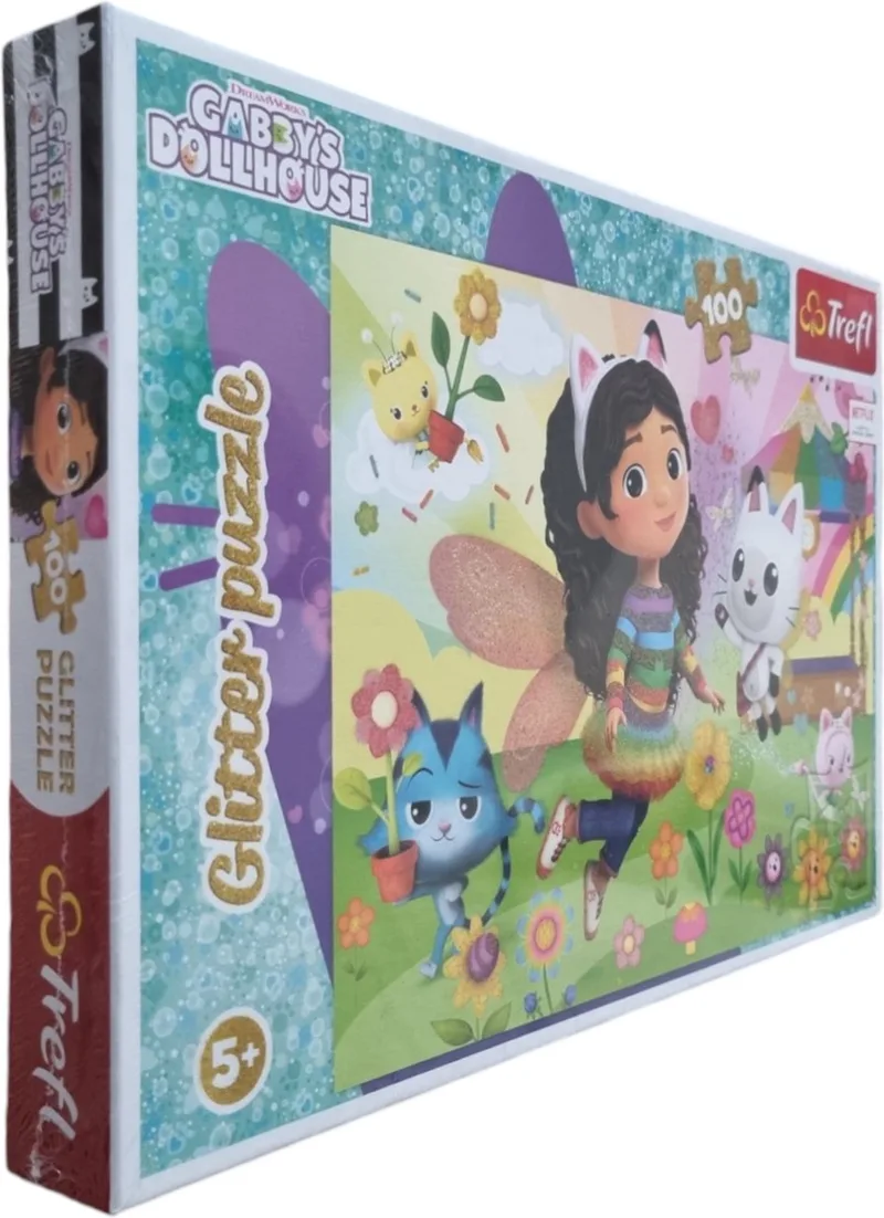 Gabby's Dollhouse Glitter Legpuzzel - 100 stukjes - Vanaf 5 jaar de Trefl, édition Multicolore – boîte