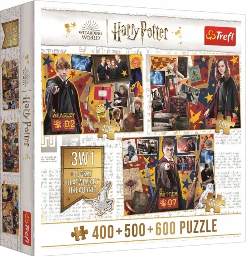 Harry Potter 3-in-1 puzzel: 400-500-600 stukjes met Ron, Hermelien en Harry from Trefl – box