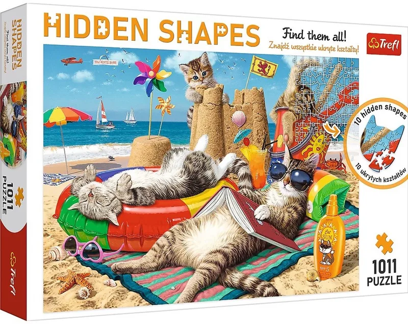 Hidden Shapes Serie - Katten Vakantie Puzzel - Verborgen Vormen van Trefl, editie Meerkleurig – doos