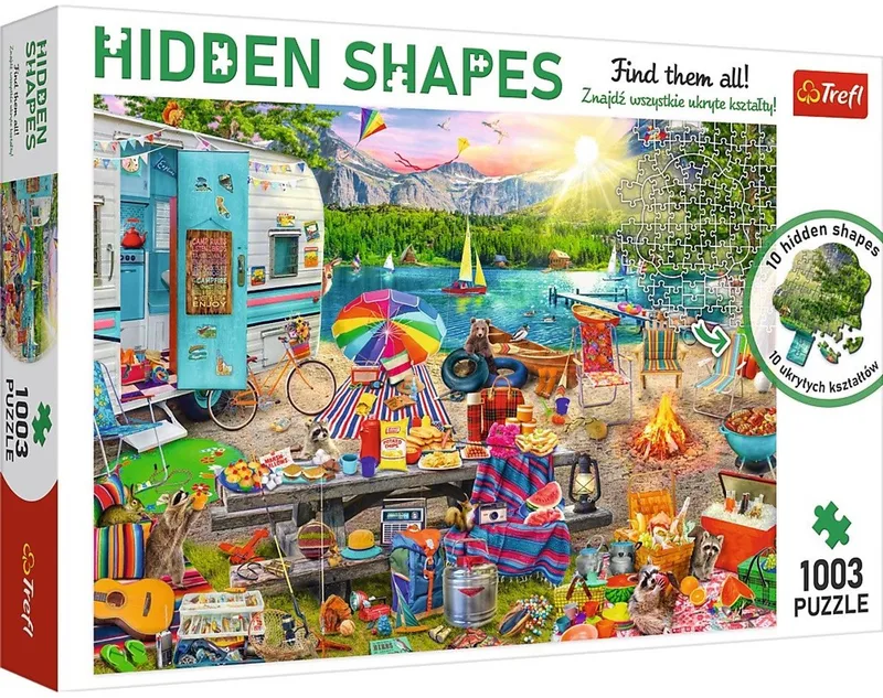 Hidden Shapes Serie - Puzzel - 1003 Stuks - Zomer Kamperen - Unieke Vormen van Trefl, editie Meerkleurig – doos