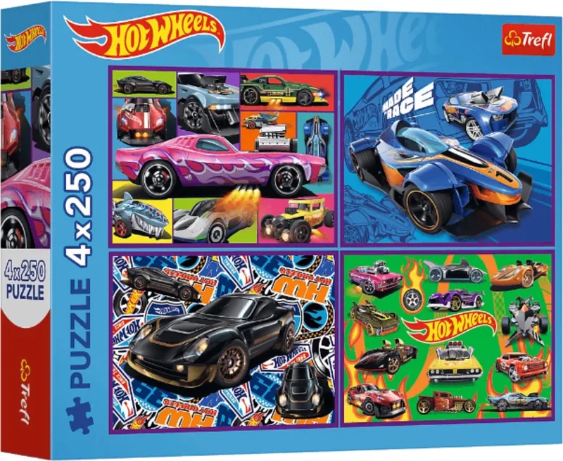 Hot Wheels Raceauto's 4-in-1 Legpuzzel - 1000 stukjes - Vanaf 12 jaar van Trefl, editie Wielokleurig – doos