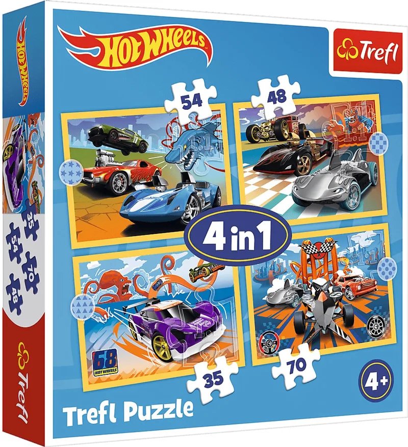 Hot Wheels Voertuigen 4-in-1 Puzzel - 207 stukjes - Vanaf 3 jaar de Trefl, édition Multicolore – boîte