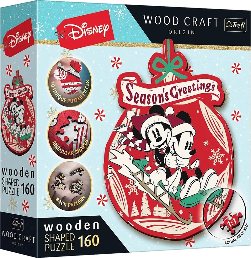 houten puzzel - Disney Mickey Mouse kerst 160 stukjes FSC. from Trefl, Multicolour edition – box
