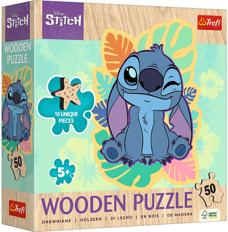 houten puzzel Lilo & Stitch - 50 stukjes - FSC Mix - kinderpuzzel from Trefl, Multicolour edition – box