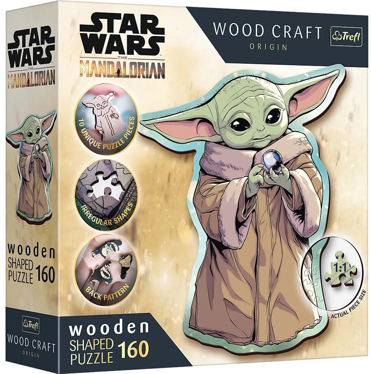 houten puzzel Star Wars Grogu 160 stukjes FSC duurzaam. van Trefl, editie Meerkleurig – doos