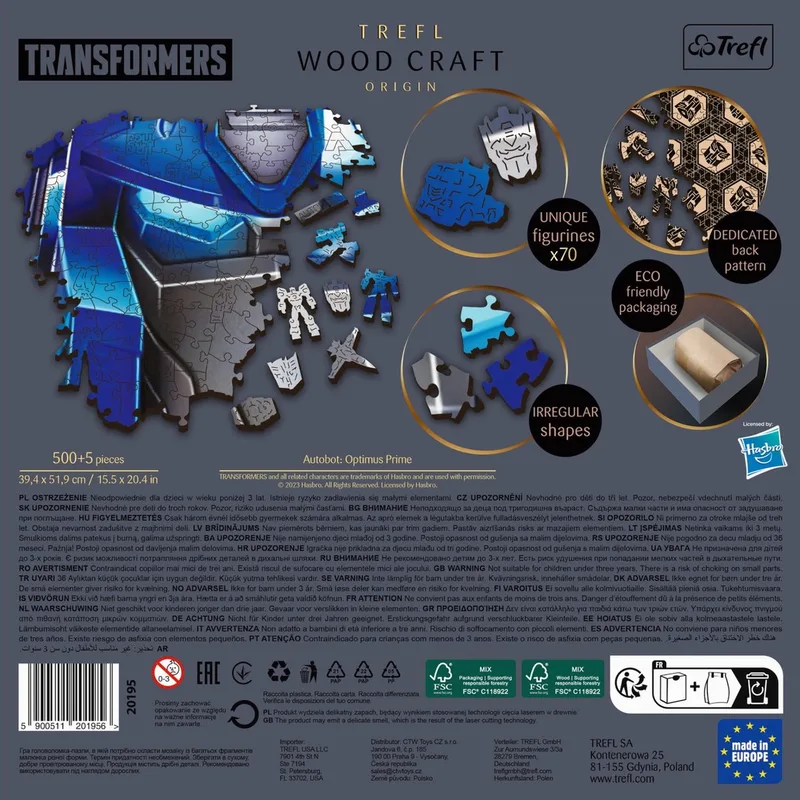 houten puzzel Transformers Optimus Prime 500+5 stukjes FSC. from Trefl, Multicolour edition – box