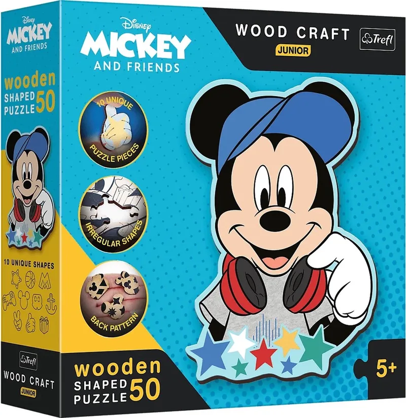 In de Wereld van Mickey Houten Knutsel Junior Disney Legpuzzel - 50 stukjes - Vanaf 4 jaar from Trefl, Multicolour edition – box