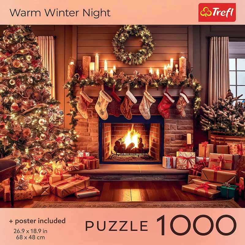 legpuzzel 1000 stukjes kerstmis A Warm Winter Night puzzel. from Trefl, Multicolour edition – box