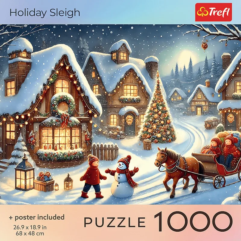 legpuzzel 1000 stukjes kerstmis Holiday Sleigh puzzel volwassenen. from Trefl, Multicolour edition – box