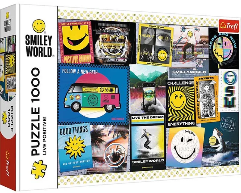 legpuzzel 1000 stukjes - Smiley - Live Positive! vrolijk puzzelplezier. van Trefl, editie Meerkleurig – doos