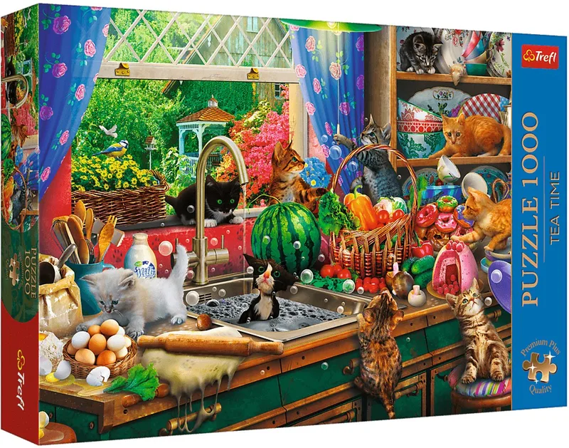 legpuzzel 1000 stukjes - Tea Time Troublemaker kittens - Premium Plus. de Trefl, édition Multicolore – boîte