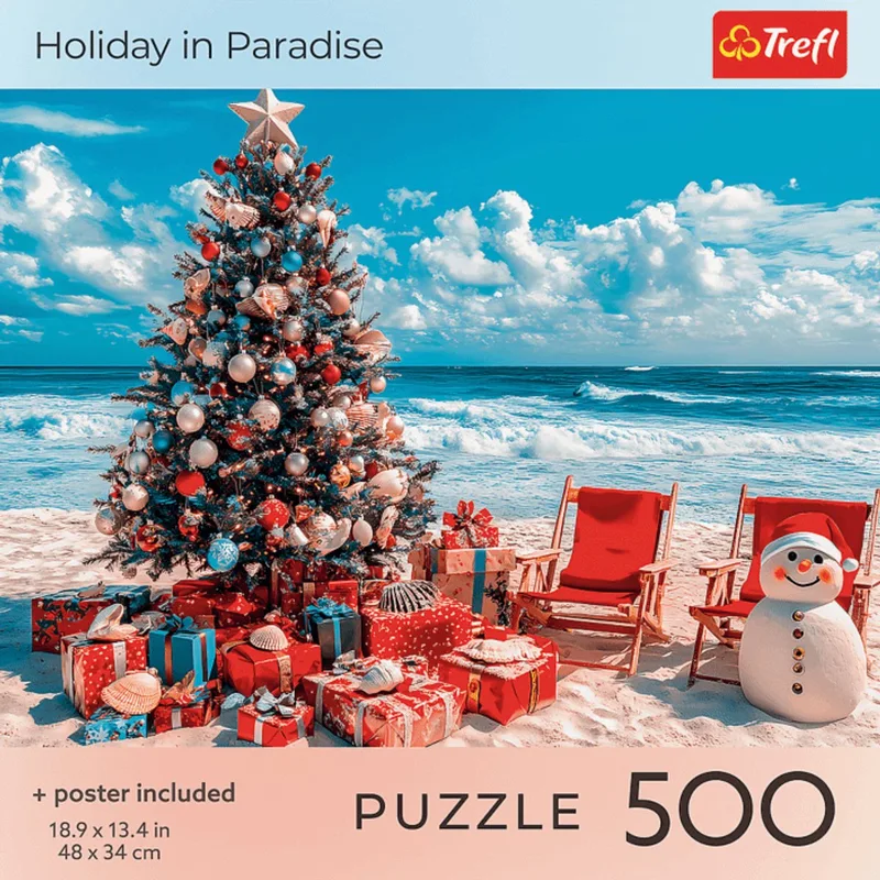 legpuzzel 500 stukjes - Kerstmis Holiday in Paradise puzzel. van Trefl, editie Meerkleurig – doos
