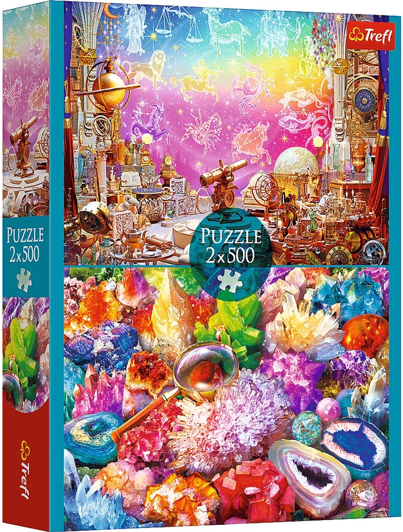 legpuzzel Cosmos en Kristallen 2x500 stukjes - kleurrijk puzzelplezier. van Trefl, editie Meerkleurig – doos