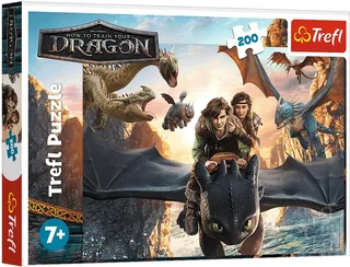 legpuzzel How to Train Your Dragon - 200 stukjes - kinderpuzzel de Trefl, édition Multicolore – boîte 1 sur 2