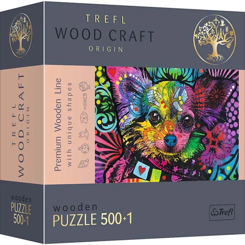 legpuzzel kleurrijke puppy 500 stukjes karton. van Trefl, editie Meerkleurig – doos