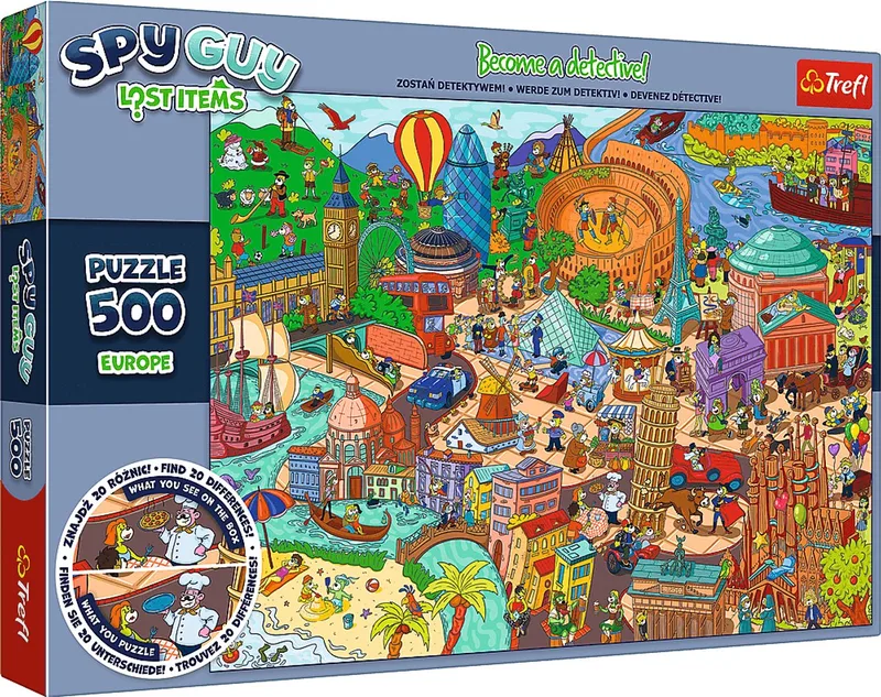 legpuzzel Spy Guy Lost Items Europe 500 stukjes karton. van Trefl, editie Meerkleurig – doos 1 van 2