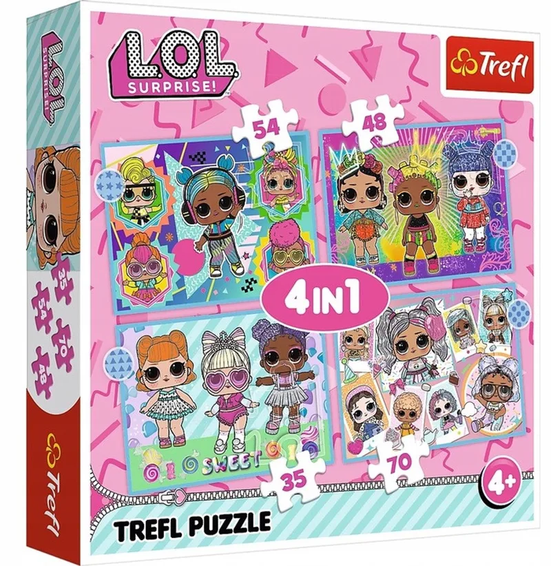 LOL Poppen 4-in-1 Puzzel - 207 stukjes - Vanaf 4 jaar från Trefl, utgåva Flerfärgad – kartong