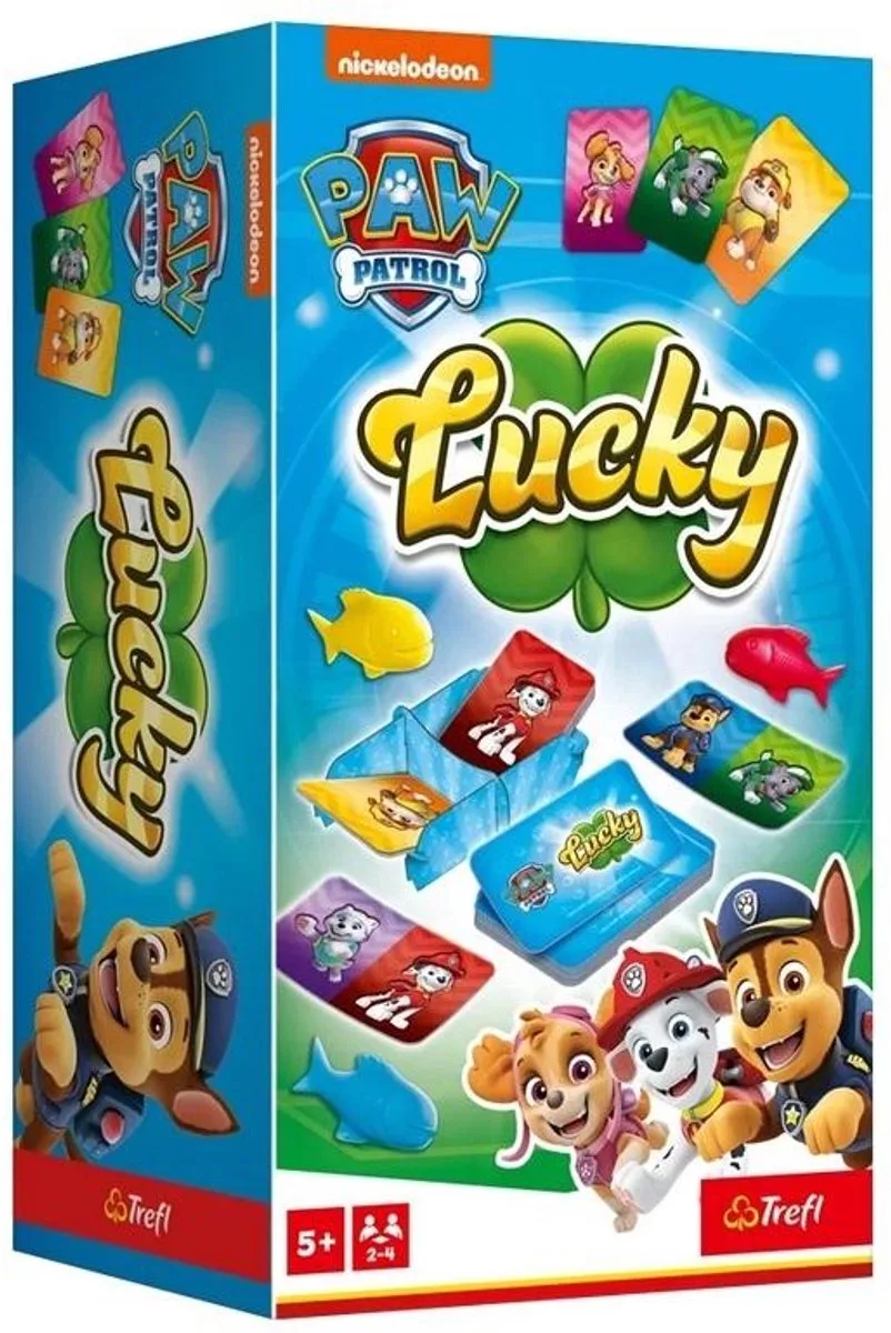 Lucky, PAW Patrol - dynamisch kaartspel, kaarten met helden, hondenpatrouille, rubberen vis, snel familiespel voor volwassenen en kinderen vanaf 5 jaar de Trefl, édition Bleu – boîte