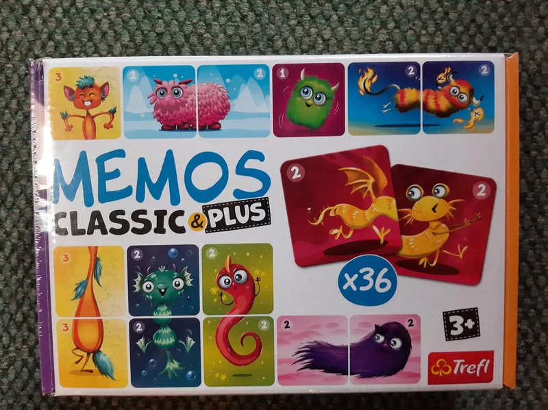 Memos Classic Plus - Geheugenspel met Meerdere Niveaus - 36 kaarten - Vanaf 3 jaar van Trefl, editie Meerkleurig – doos