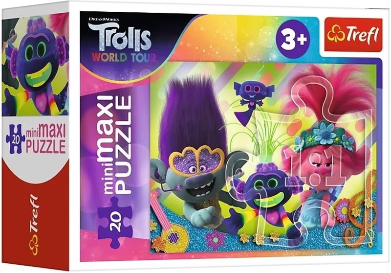 MiniMaxi Puzzel 20 Stukjes: Trolls Muzikale Wereld van Trefl – doos