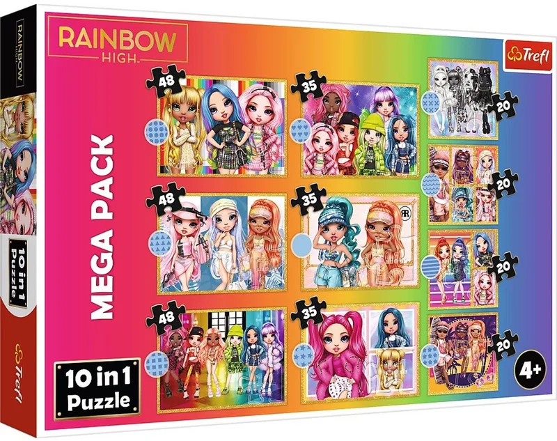 Modieuze Poppen Collectie Puzzle - 10 in 1 - Voor Kinderen van Trefl, editie Rijk van kleur – doos