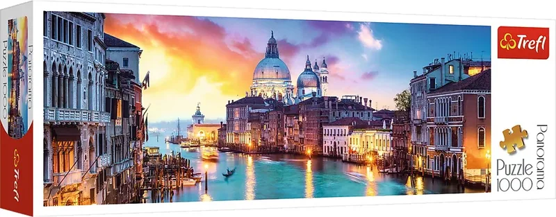 Panorama puzzel - 1000 stukjes van Trefl, editie Grande Canal Venetië – doos